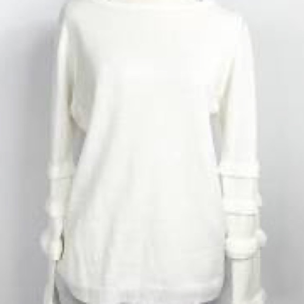 Domani White ruffle sleeve sweater size large
